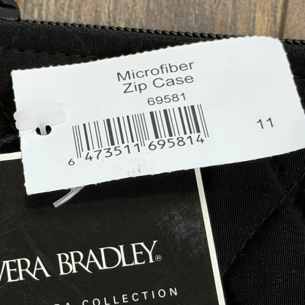 NEW WITH TAGS Vera Bradley Microfiber Zip Case Black - Picture 2 of 7